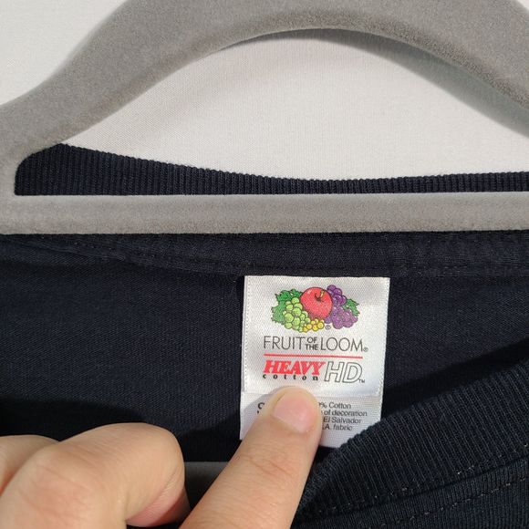 Fruit of the Loom Black 100% Cotton Men's Soft Long Sleeve Crew T-Shirt Small - Picture 4 of 9